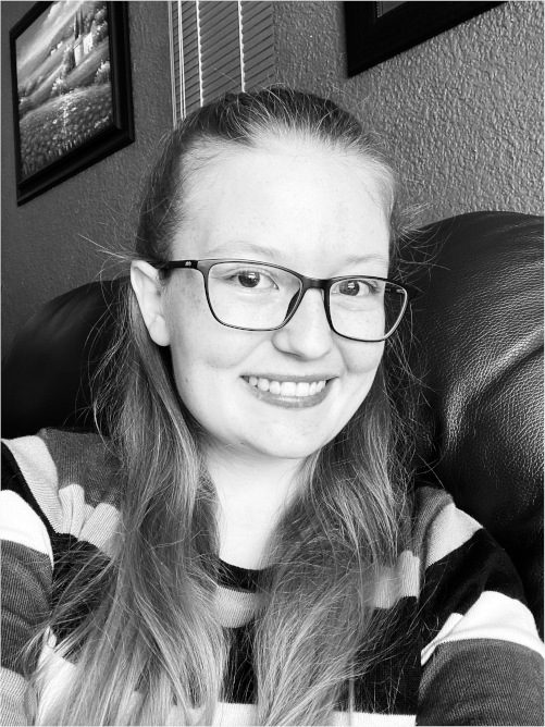 A photograph of Nicola Prinsloo with a black and white filter.